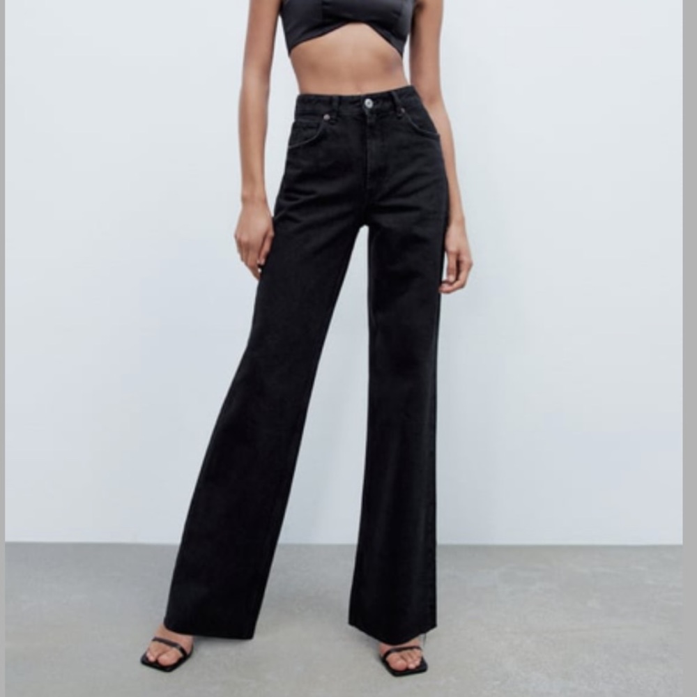 Zara Wide Leg Black Jeans